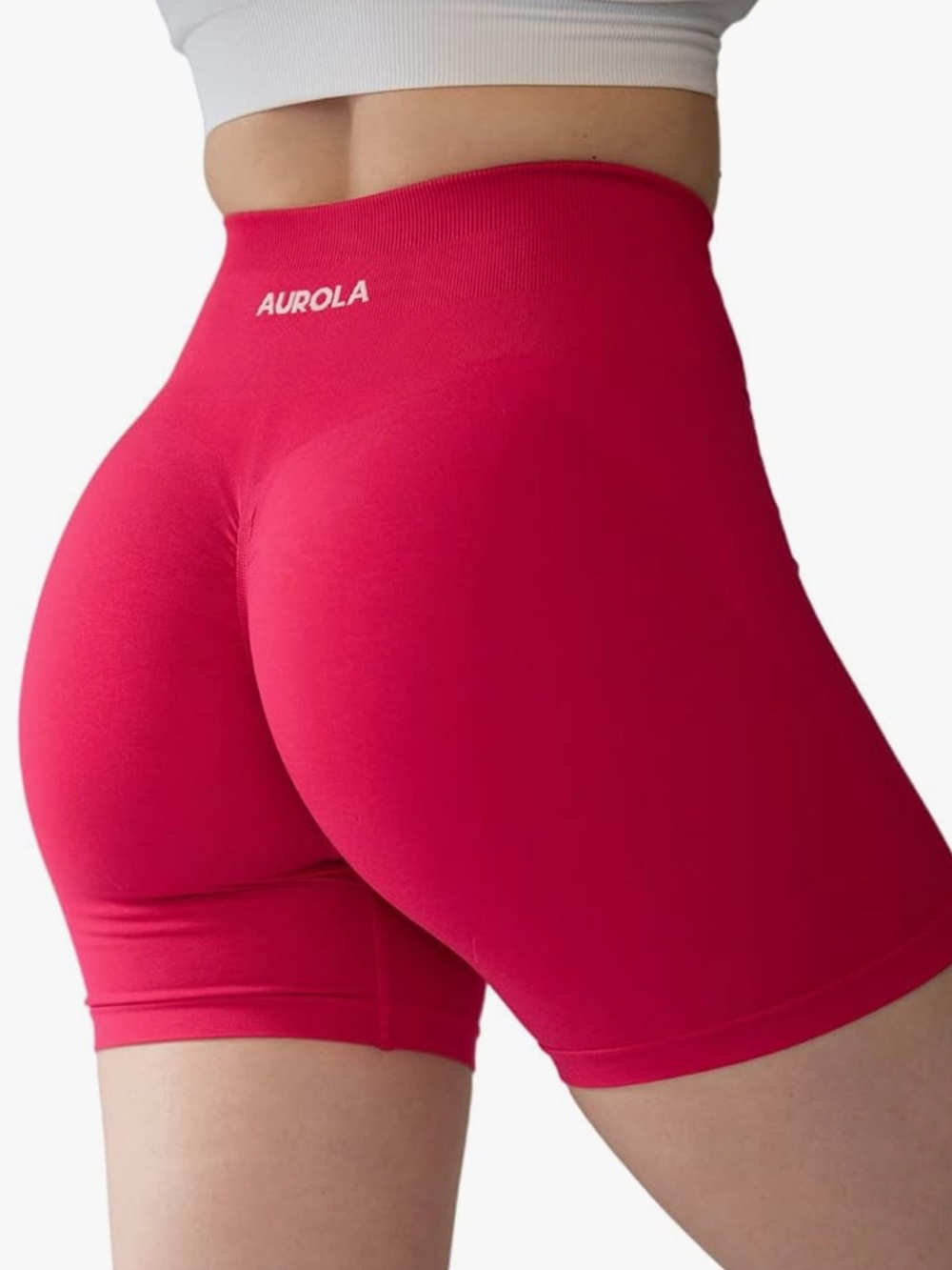AUROLA Intensify Seamless Scrunch Biker Shorts Hot Pink High Waisted